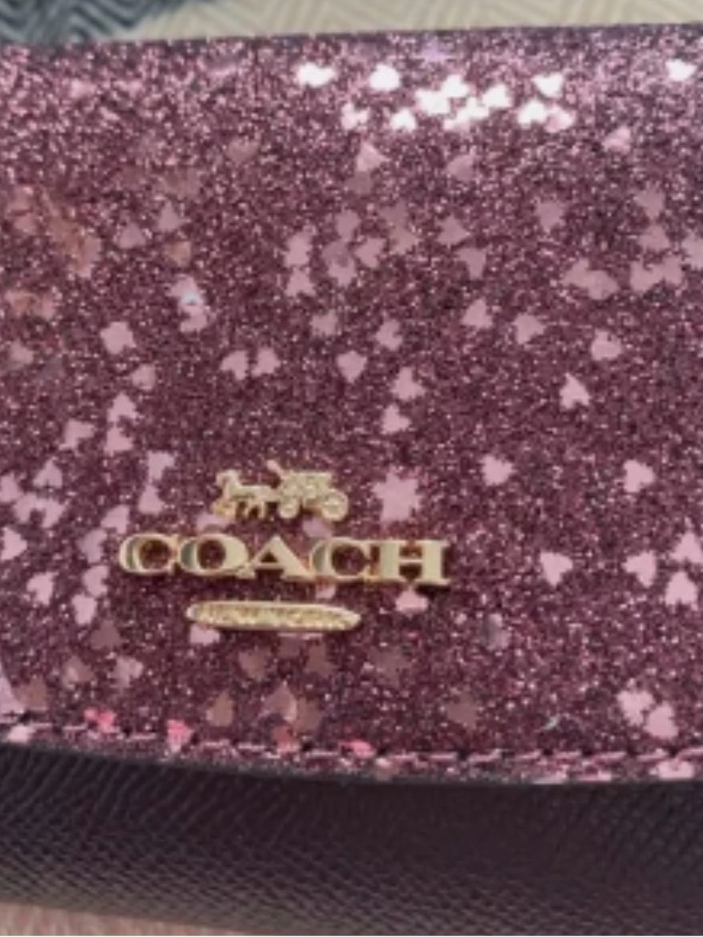 Coach Heart GlitterSlim Wallet Raspberry - Picture 2 of 6